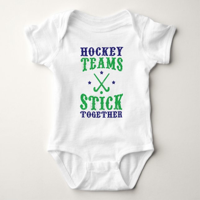 Field Hockey Teams Stick Together Baby Bodysuit (Front)