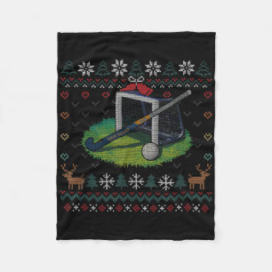 Field Hockey Ugly Christmas Sweater Ll Sports Play Fleece Blanket
