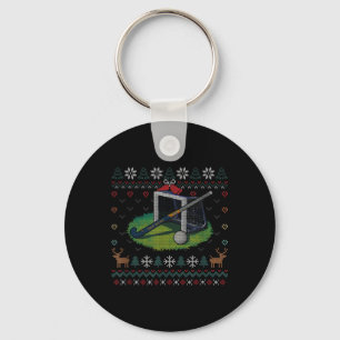 Field Hockey Ugly Christmas Sweater Ll Sports Play Key Ring