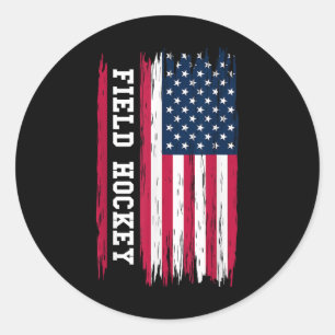 Field Hockey Usa American Flag Hockey Player Sport Classic Round Sticker