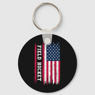 Field Hockey Usa American Flag Hockey Player Sport Key Ring