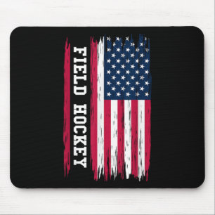 Field Hockey Usa American Flag Hockey Player Sport Mouse Pad