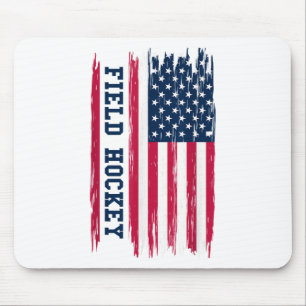 Field Hockey Usa American Flag Hockey Player Sport Mouse Pad