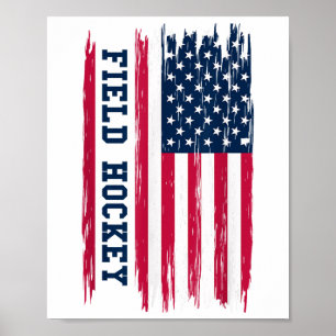 Field Hockey Usa American Flag Hockey Player Sport Poster