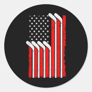 Field Hockey Usa Flag 4th Of July Sweeper Goalkeep Classic Round Sticker