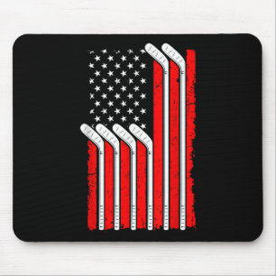 Field Hockey Usa Flag 4th Of July Sweeper Goalkeep Mouse Pad