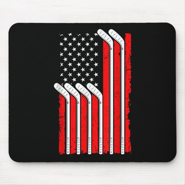 Field Hockey Usa Flag 4th Of July Sweeper Goalkeep Mouse Pad (Front)