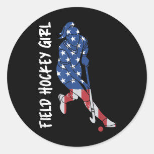 Field Hockey Usa Flag For Women Kids Men Classic Round Sticker