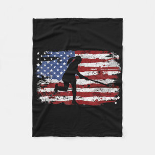 Field Hockey Vintage American Flag Women Kids Men Fleece Blanket