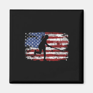 Field Hockey Vintage Usa Flag Magnet