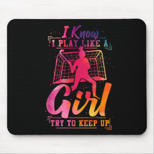 Field Hockey Watercolor I Know I Play Like A Girl  Mouse Pad