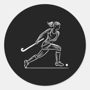 Field Hockey Women Line Art Fieldhockey Team _1  Classic Round Sticker