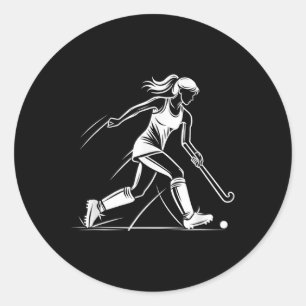 Field Hockey Women Line Art Fieldhockey Team  Classic Round Sticker