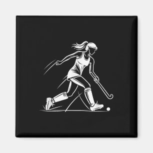 Field Hockey Women Line Art Fieldhockey Team Magnet