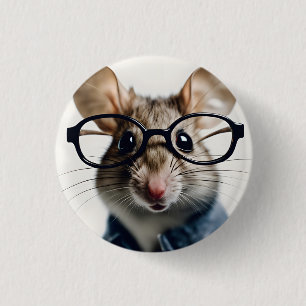 Field mouse Wearing Glasses 3 Cm Round Badge