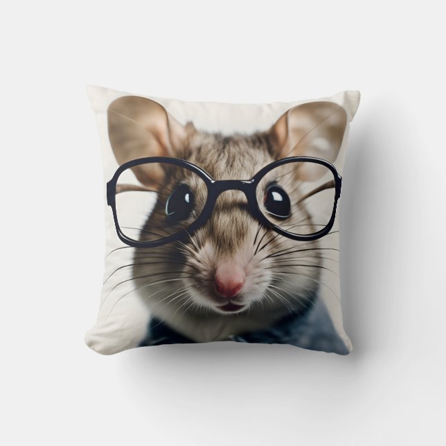 Field mouse Wearing Glasses Cushion (Front)