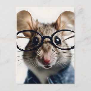 Field mouse Wearing Glasses Holiday Postcard