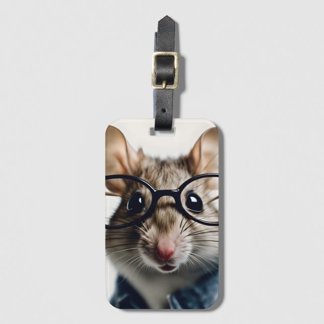 Field mouse Wearing Glasses Luggage Tag (Front Vertical)
