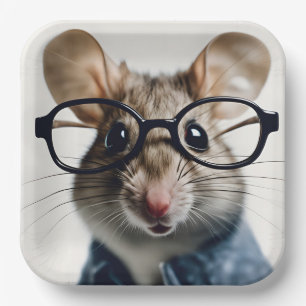 Field mouse Wearing Glasses Paper Plate