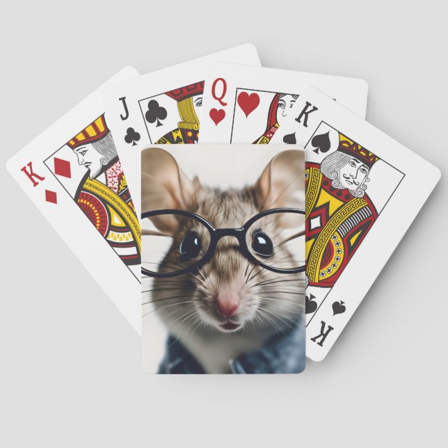 Field mouse Wearing Glasses Playing Cards (Back)
