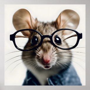 Field mouse Wearing Glasses Poster