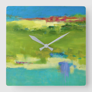 Field Notes - Abstract Green Art Square Wall Clock