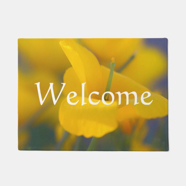Field of blooming poppies doormat (Front)