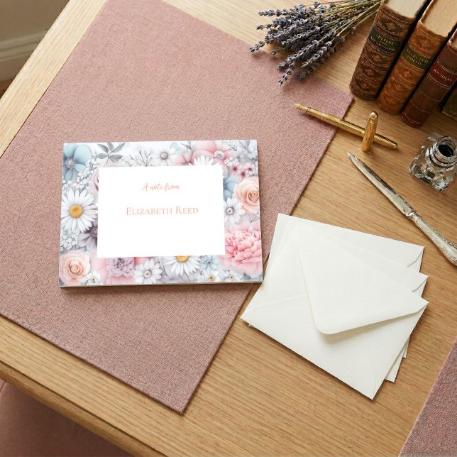 Field of Blooms Elegant Muted Classic Floral Note Card (Creator Uploaded)