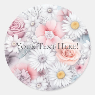 Field of Blooms Elegant Muted Classic Floral Round Sticker