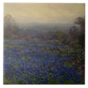 Field of Bluebonnet Flowers (Rural Landscape) Ceramic Tile