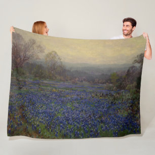 Field of Bluebonnet Flowers (Rural Landscape) Fleece Blanket