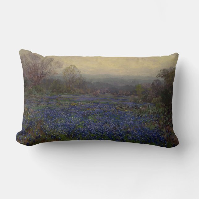 Field of Bluebonnet Flowers (Rural Landscape) Lumbar Cushion (Front)