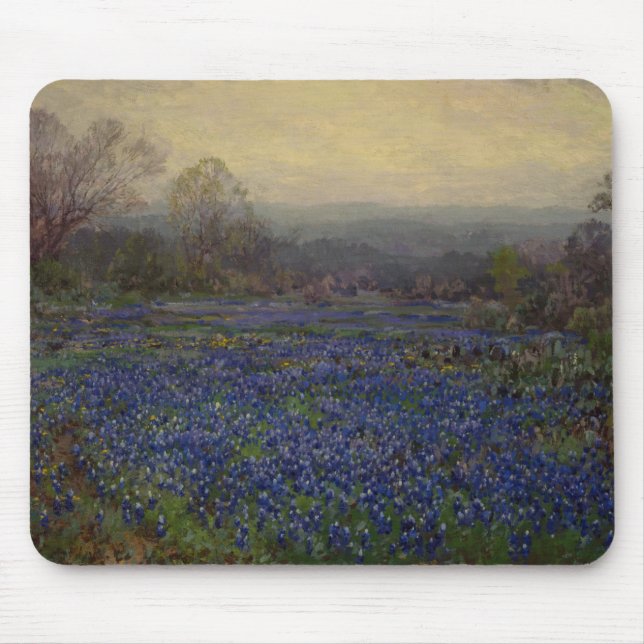 Field of Bluebonnet Flowers (Rural Landscape) Mouse Pad (Front)
