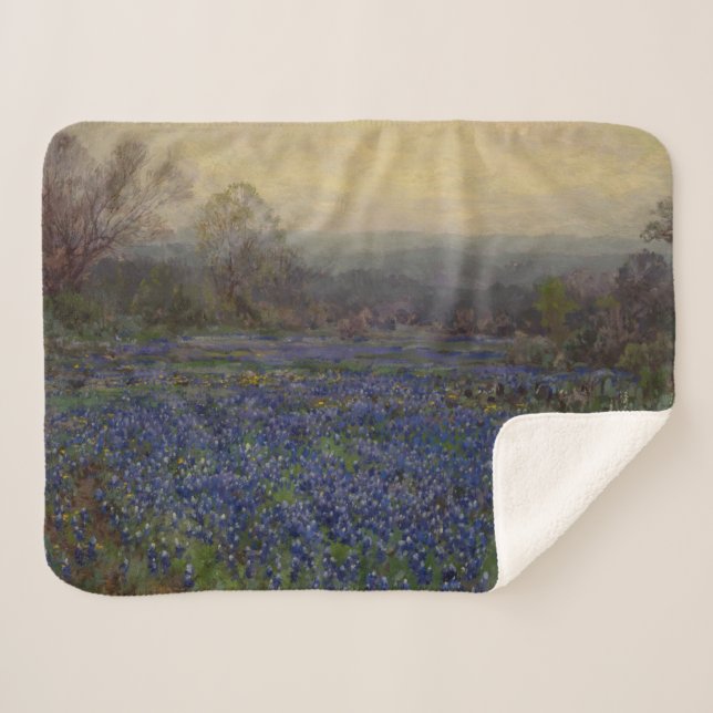 Field of Bluebonnet Flowers (Rural Landscape) Sherpa Blanket (Front (Horizontal))