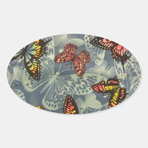 Field of Butterflies Oval Sticker