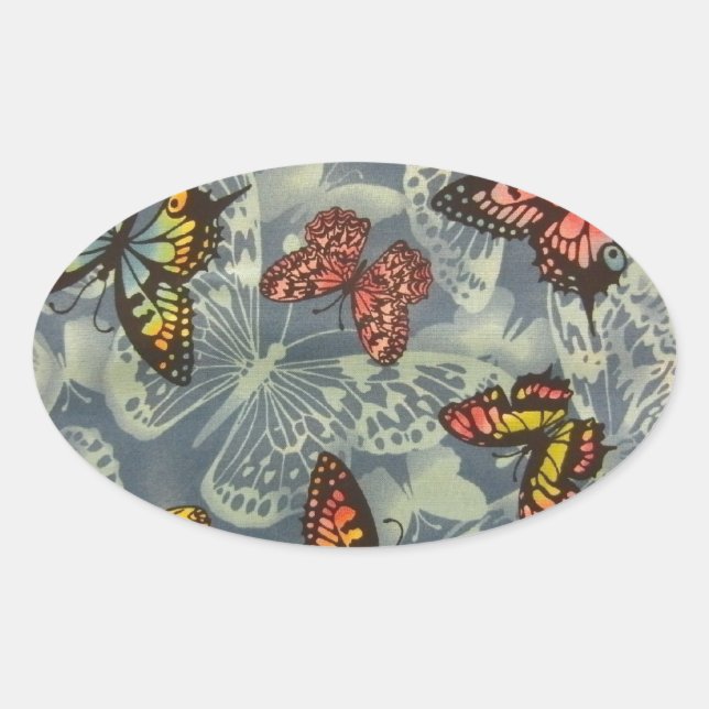 Field of Butterflies Oval Sticker (Front)