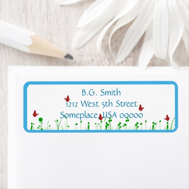 Field of Butterflies Return Address Label (Insitu)