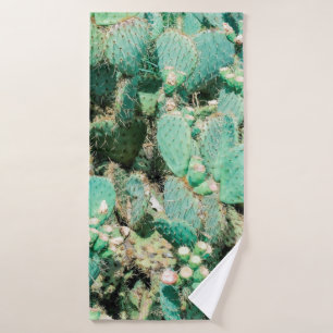Field of cactus, prickly pear cactus ,cactus spine bath towel