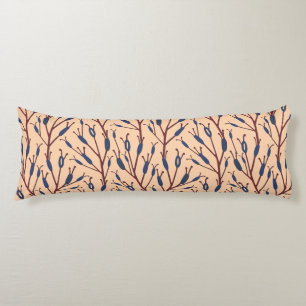 Field of Cat Tails against a Peach Background Body Cushion