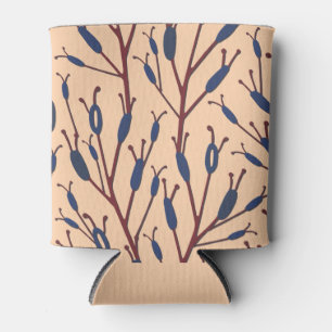 Field of Cat Tails against a Peach Background Can Cooler