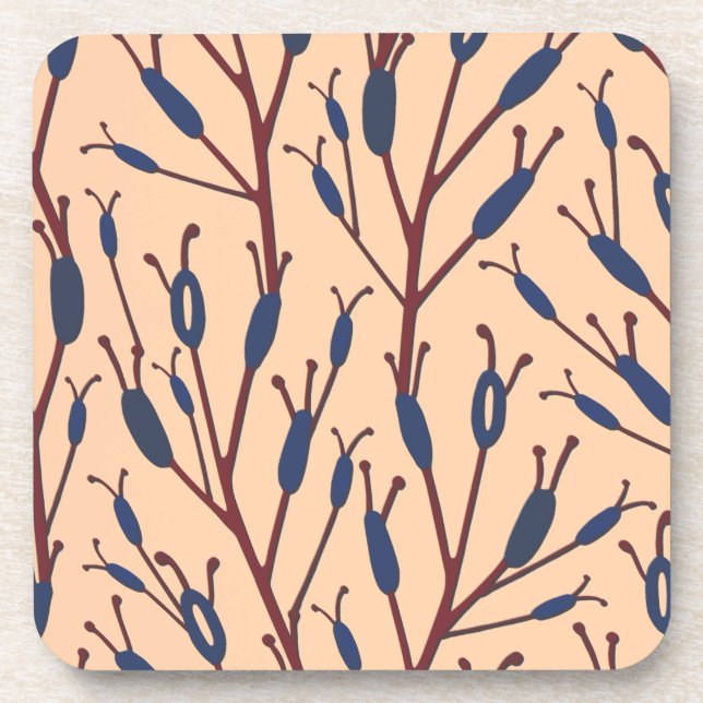 Field of Cat Tails against a Peach Background Coaster (Front)
