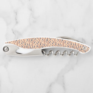 Field of Cat Tails against a Peach Background Corkscrew
