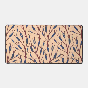 Field of Cat Tails against a Peach Background Desk Mat