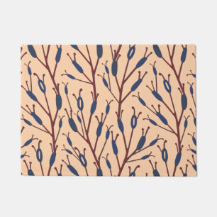 Field of Cat Tails against a Peach Background Doormat