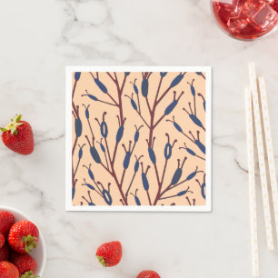 Field of Cat Tails against a Peach Background Napkin