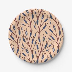 Field of Cat Tails against a Peach Background Paper Plate