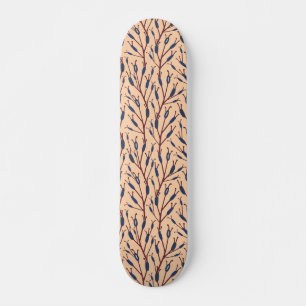 Field of Cat Tails against a Peach Background Skateboard