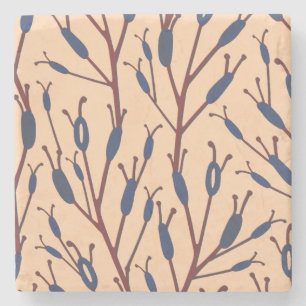 Field of Cat Tails against a Peach Background Stone Coaster