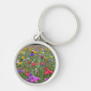 Field of Colourful Flowers Key Ring