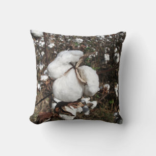 Field of Cotton, Fluffy Cotton Closeup Cushion